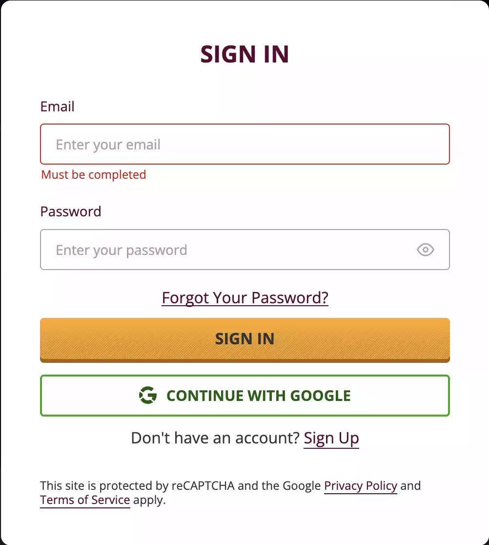Playamo Login Page